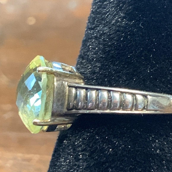 CUSHION CUT YELLOW FACETED GEM STERLING AND 14 KARAT GOLD COCKTAIL RING … - Picture 2 of 13